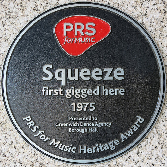 Squeeze black plaque - Squeeze first gigged here 1975 (plaque awaiting planning permission)