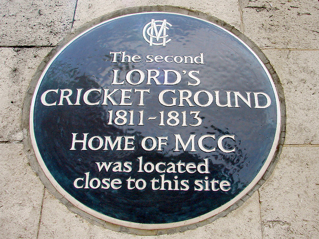 Blue plaque № 4970 - The second Lord's Cricket Ground 1811-1813 Home of MCC was located close to this site