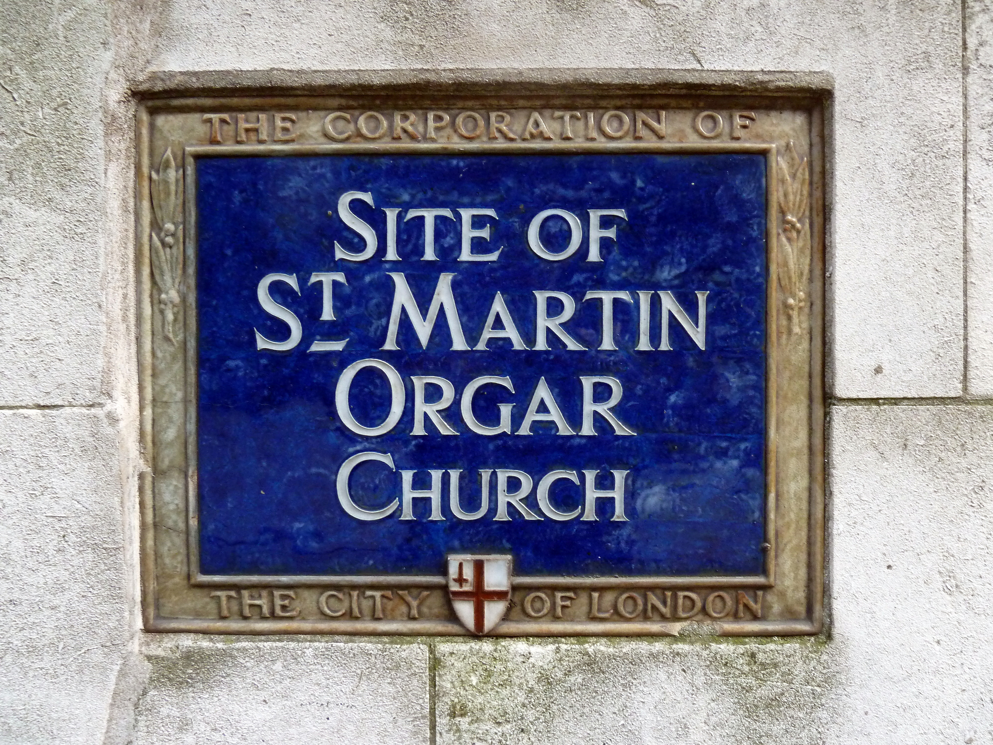 St. Martin Orgar, London blue plaque - Site of St. Martin Orgar Church